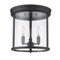 Z-Lite Thayer Flush Mount, 3-Light, 13 In.W x 13 In.H, Matte Black/Clear 742F13-MB - alternate 6